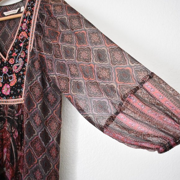 Soft Surroundings Mosaic Boho Embroidered & Beaded Blouse - Picture 6 of 12